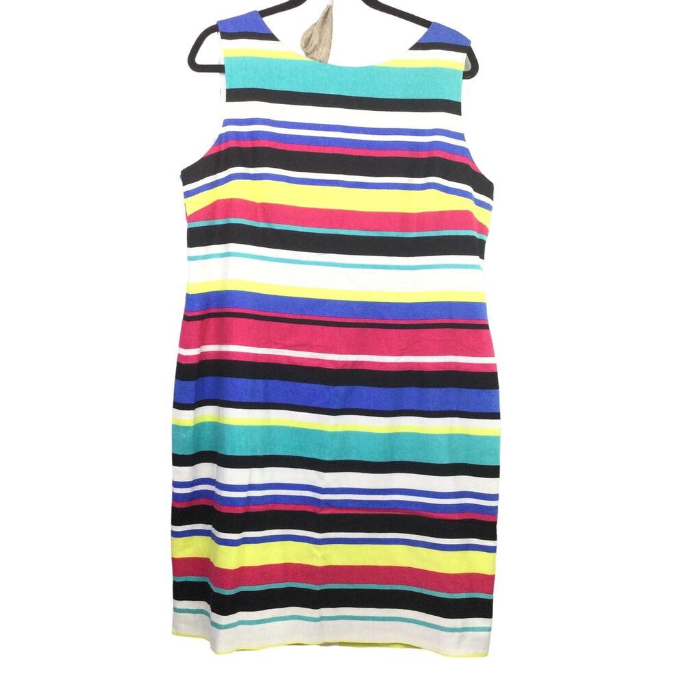 Tahari Arthur S Levine Coastal Nautical Striped Resort Linen Sheath Dress 16